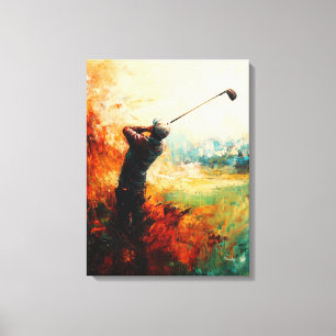 Impressão Em Tela Arte de Jogador de Golfe Abstrato