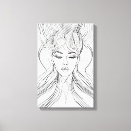 Impressão Em Tela Arte de Linha de Retrato Feminino Minimalista