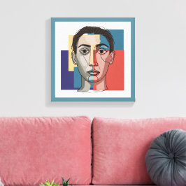 Impressão Em Tela Arte de linha de rosto minimalista | Wal de enquad