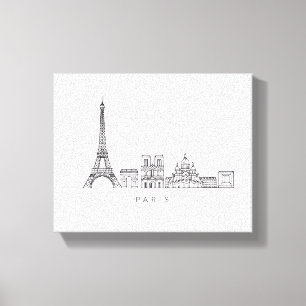 Impressão Em Tela Arte de Linha Minimalista da Silhueta de Paris