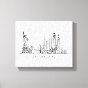 Impressão Em Tela Arte de Linha Minimalista do Horizonte de Nova Yor