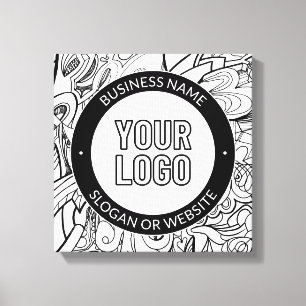Impressão Em Tela Arte de Linha Moderna & Seu Logotipo com Texto Edi