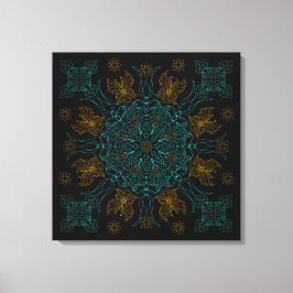 Impressão Em Tela Arte de Mandala em Água e Dourado