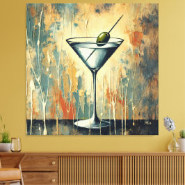 Impressão Em Tela Arte de Martini em Mídia Mista do Meio do Século