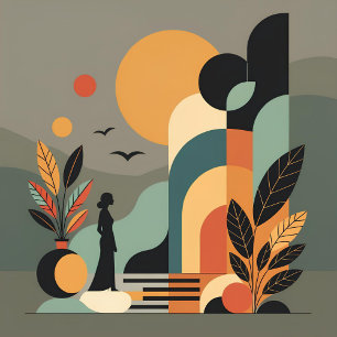 Impressão Em Tela "Arte de Muro Moderna do Médio do Século Abstrato"