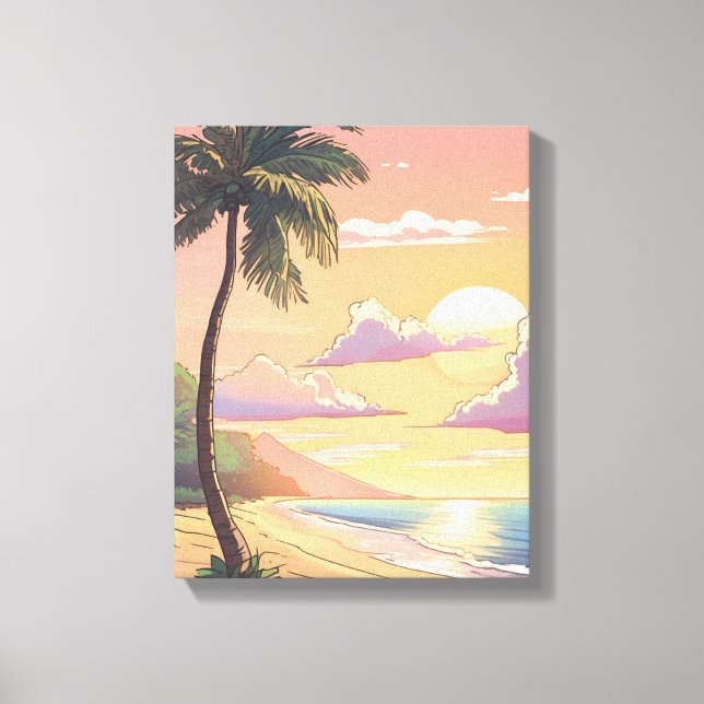 Impressão Em Tela Arte de Muro Tropical - Trazer Paraíso para Casa (Frente)
