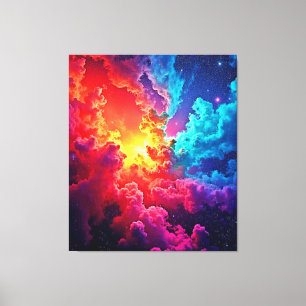 Impressão Em Tela Arte de Nebulosa Vibrante: Arte de Cor Cósmica