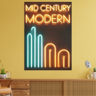 Impressão Em Tela Arte de Neon de Design Moderno de Meados do Século