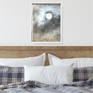 Impressão Em Tela Arte de nuvens coloridas de lua cheia