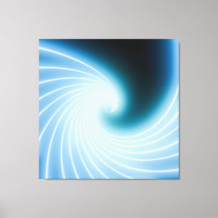 Impressão Em Tela Arte de onda em linha neon azul brilhante