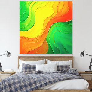 Impressão Em Tela Arte de Ondas Verdes Amarelas Orgânicas