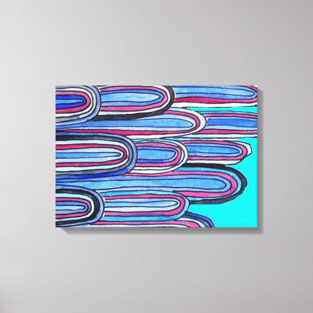 Impressão Em Tela Arte de padrão azul das Ondas do Oceano (Frente)