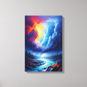 Impressão Em Tela Arte de Paisagem de Abstrato do Rio Vibrmy Sky Sto