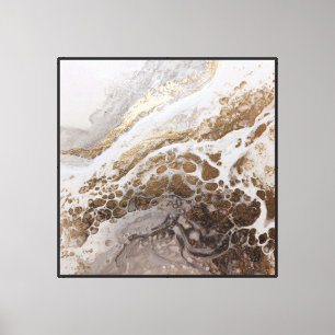 Impressão Em Tela Arte de Parede Abstrata Camadas Fluidas Dourado e 