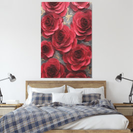 Impressão Em Tela Arte de Parede Abstrata com Textura de Rosa Vermel