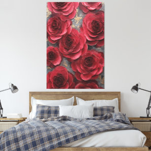 Impressão Em Tela Arte de Parede Abstrata com Textura de Rosa Vermel