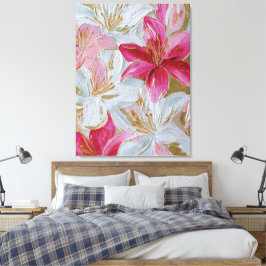 Impressão Em Tela Arte de Parede Abstrata em Textura de Lírio Rosa e