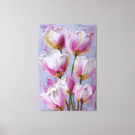 Impressão Em Tela Arte de Parede Abstrata em Textura de Tulipa Branc