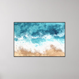 Impressão Em Tela Arte de Parede Abstrata Ondas da Costa do Oceano