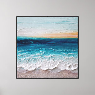 Impressão Em Tela Arte de Parede Abstrata Ondas do Oceano ao Nascer