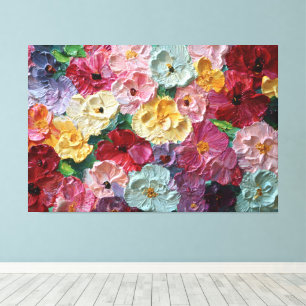 Impressão Em Tela Arte de Parede Abstrata Texturizada com Flores