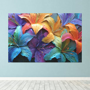 Impressão Em Tela Arte de Parede Abstrata Texturizada com Lírios Col