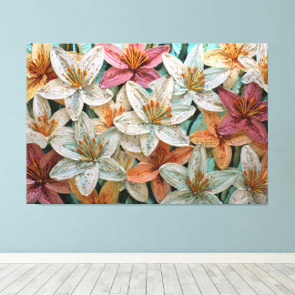 Impressão Em Tela Arte de Parede Abstrata Texturizada com Lírios Ros