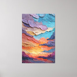 Impressão Em Tela Arte de Parede Abstrata Texturizada do Céu do Pôr 