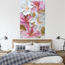 Impressão Em Tela Arte de Parede Abstrato com Textura Floral Branca