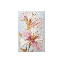 Arte de Parede Abstrato com Textura Floral Rosa e