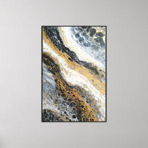 Impressão Em Tela Arte de Parede Abstrato Redemoinho Preto, Branco e