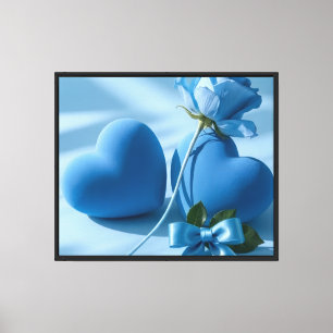 Impressão Em Tela Arte de Parede Azul dos Blue Hearts & Rose Românti