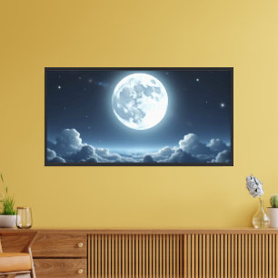 Impressão Em Tela Arte de Parede Céu ao Luar – Noite Lunar Serena