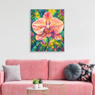 Impressão Em Tela Arte de Parede Colorida Flor de Orquídea Vibrante