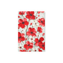 Arte de Parede com Flores Vermelhas e Brancas em I