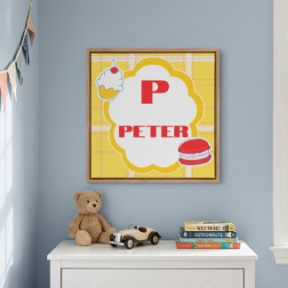 Impressão Em Tela Arte de Parede com Monograma de Inicial e Nome Per