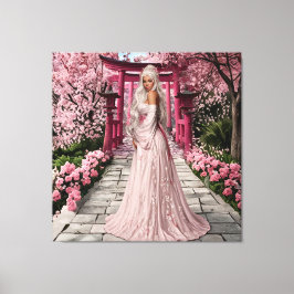 Impressão Em Tela Arte de Parede da Donzela da Flor de Cerejeira