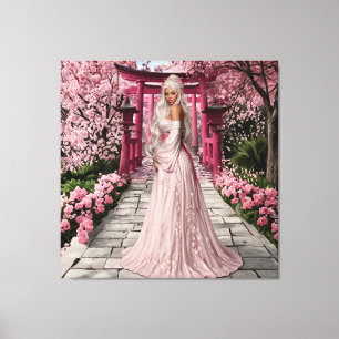 Impressão Em Tela Arte de Parede da Donzela da Flor de Cerejeira