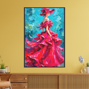 Impressão Em Tela Arte de Parede Dama Elegante com Chapéu - Impressã