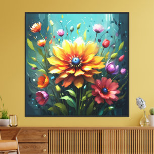 Impressão Em Tela Arte de Parede de Buquê de Flores Digitais Radiant