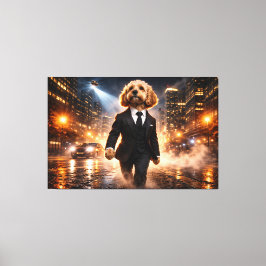 Impressão Em Tela Arte de Parede de Cockapoo de Luxo – Noite na Cida