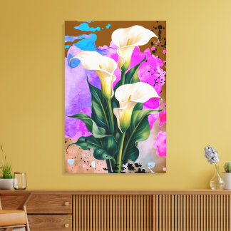 Impressão Em Tela arte de parede de flor aquarela