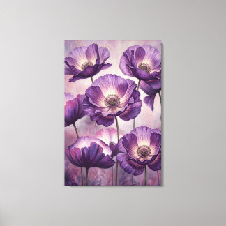 Impressão Em Tela Arte de parede de flor de papoula roxa