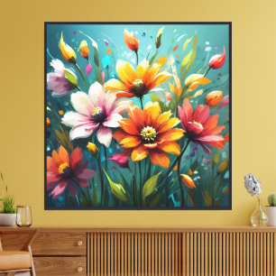 Impressão Em Tela Arte de Parede de Flores Vibrantes em Flor