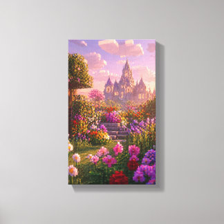 Impressão Em Tela Arte de Parede de Jardim de Flores Estilo Minecraf