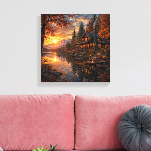 Impressão Em Tela Arte de Parede de Mansão Assombrada de Luxo para o