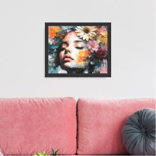 Impressão Em Tela Arte de Parede de Mulher Floral Abstrata de Luxo