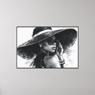 Impressão Em Tela Arte de Parede de Mulher Negra, Moda Minimalista