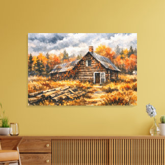 Impressão Em Tela Arte de Parede de Paisagem de Cabana Aconchegante