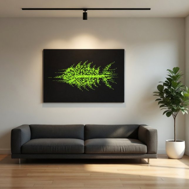 Impressão Em Tela Arte de Parede de Peixe com Código de Pixel com Fa (Criador carregado)